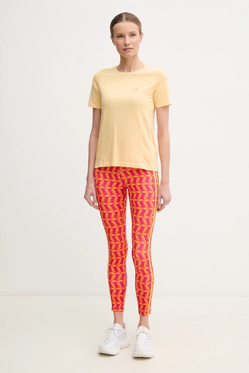 Тренировочные леггинсы adidas Performance x Farm Rio цвет оранжевый с узором JD6311 Тренировочные леггинсы adidas Performance x Farm Rio цвет оранжевый с узором JD6311