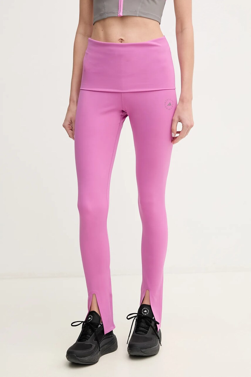 Levně Tréninkové legíny adidas by Stella McCartney fialová barva, hladké, JJ1629