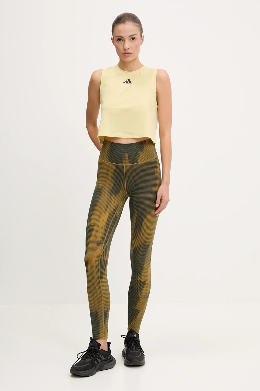 Леггинсы для йоги adidas Performance All Me цвет зелёный узор JJ3876
