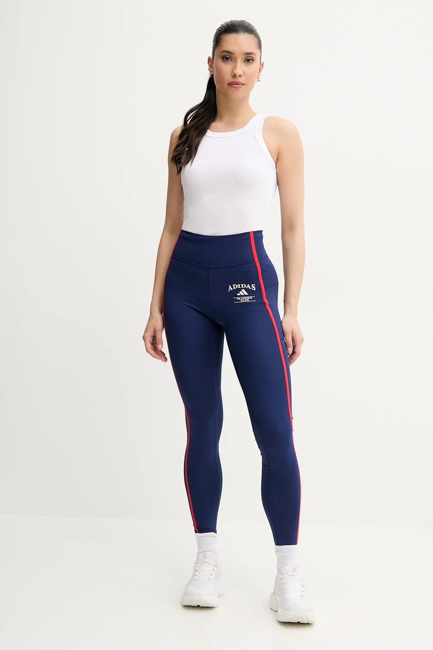 Тренировочные леггинсы adidas Performance Optime цвет синий с аппликацией JG6151 Тренировочные леггинсы adidas Performance Optime цвет синий с аппликацией JG6151