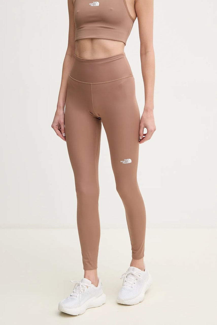 The North Face leggins sport Flex femei, culoarea maro, neted, NF0A8BRY6IH1 The North Face leggins sport Flex femei, culoarea maro, neted, NF0A8BRY6IH1