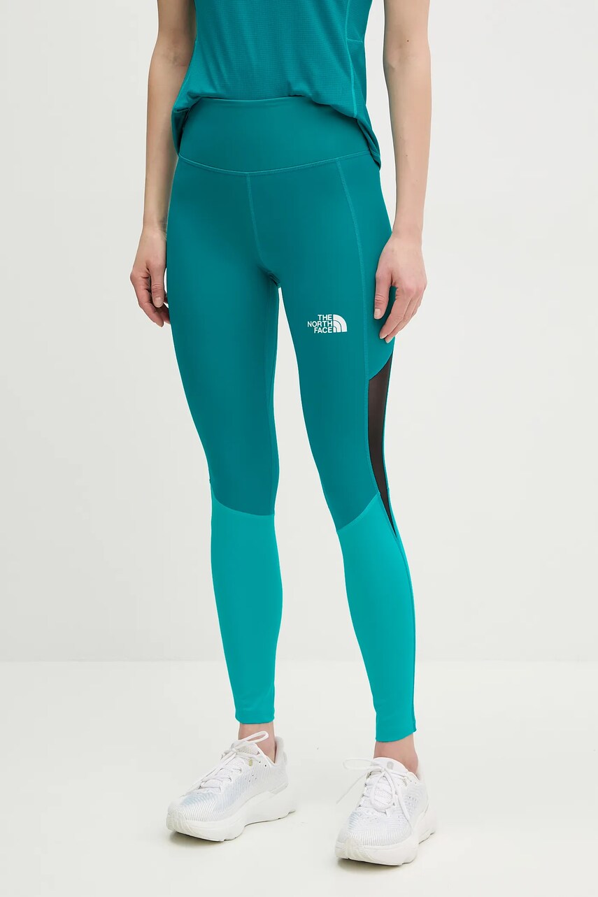 The North Face leggins sport Trail Run femei, culoarea verde, cu imprimeu, NF0A8BNV92Y1