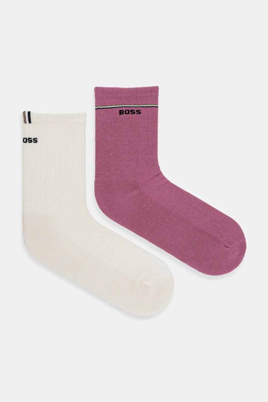 Levně Ponožky BOSS 2-pack dámské, růžová barva, 50502113