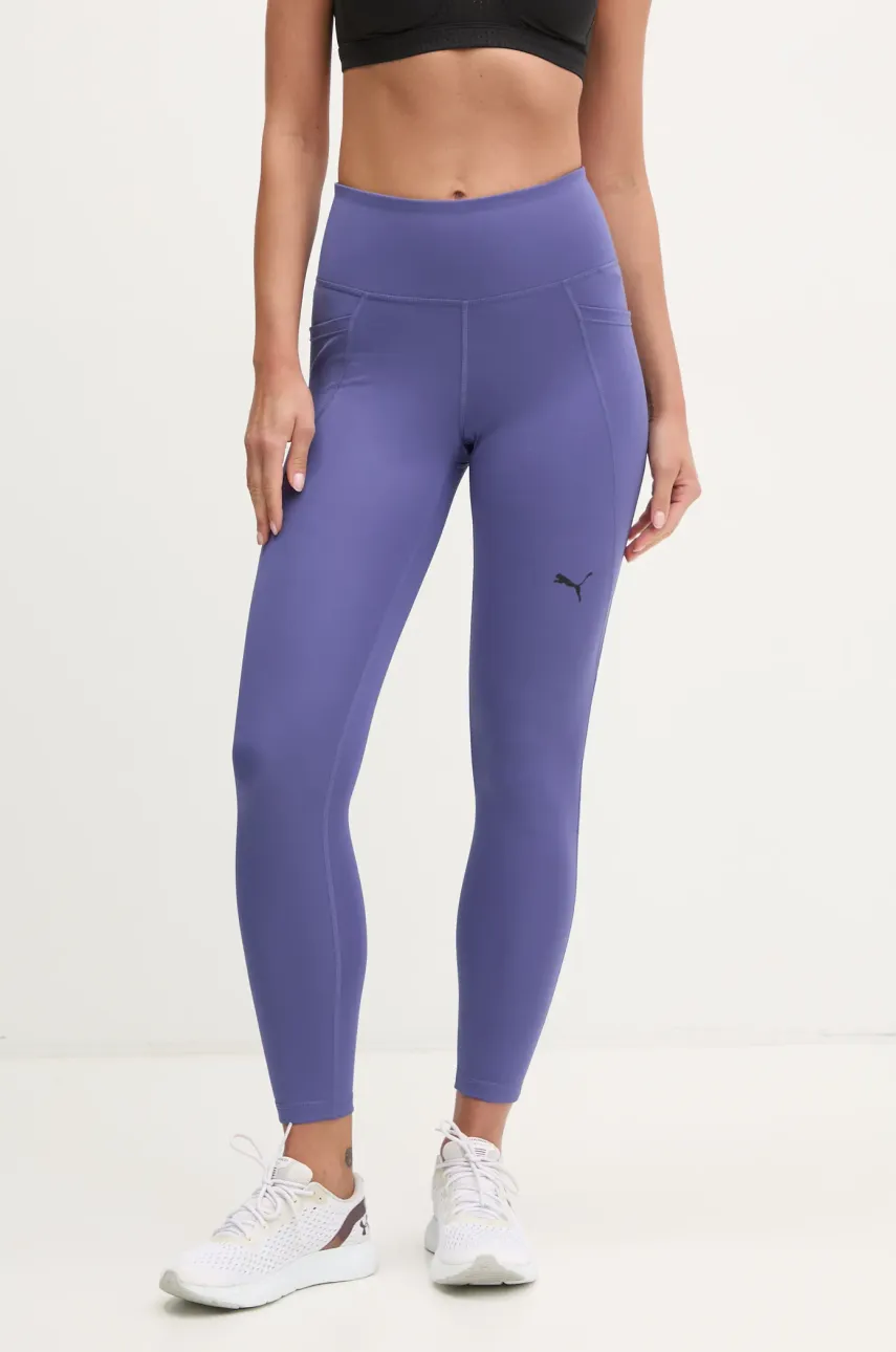 Puma leggins de antrenament Essentials culoarea violet, neted, 525899