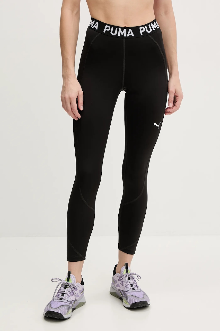 Puma leggins de antrenament Strong culoarea negru, cu imprimeu, 526000