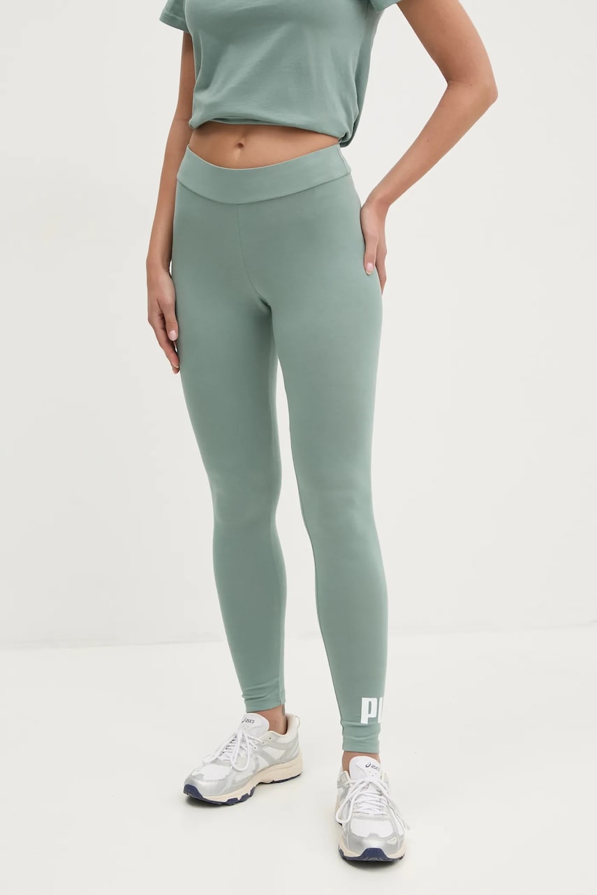 Puma colanti femei, culoarea verde, cu imprimeu, 682427 Puma colanti femei, culoarea verde, cu imprimeu, 682427