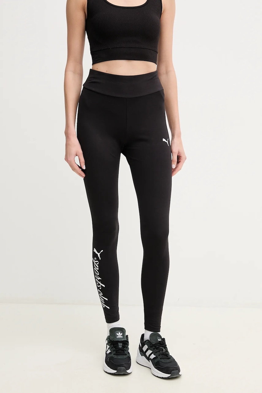Puma colanti femei, culoarea negru, cu imprimeu, 685036