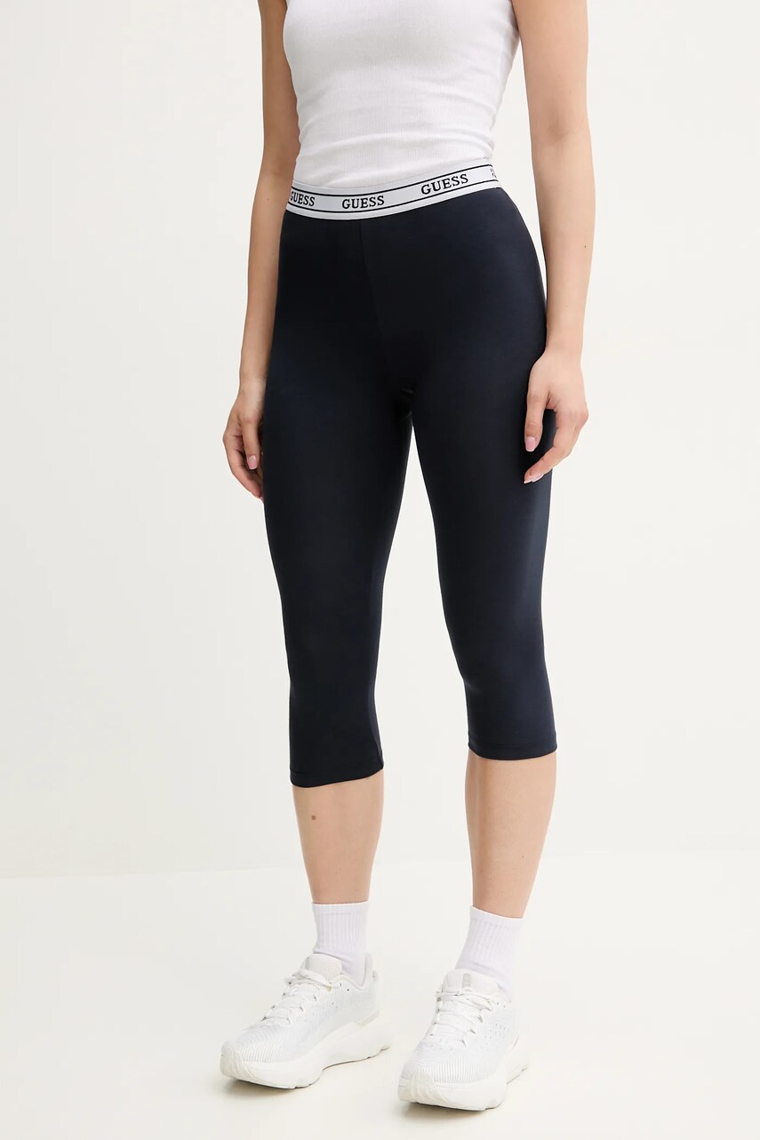 Levně Legíny Guess ALINE dámské, modrá barva, s potiskem, V5GB14 KCSA2