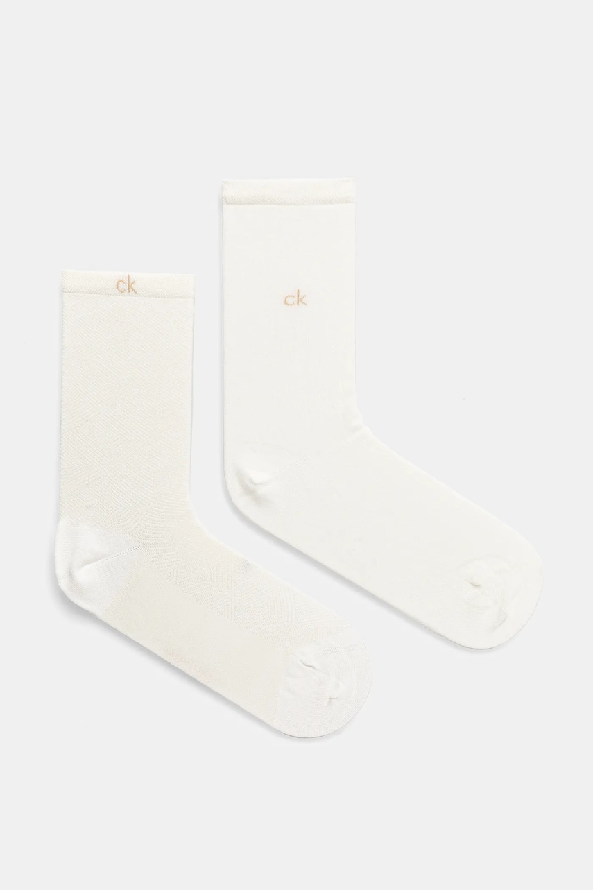 Levně Ponožky Calvin Klein 2-pack dámské, bílá barva, 701231377