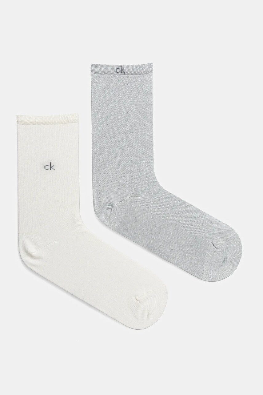 Levně Ponožky Calvin Klein 2-pack dámské, šedá barva, 701231377
