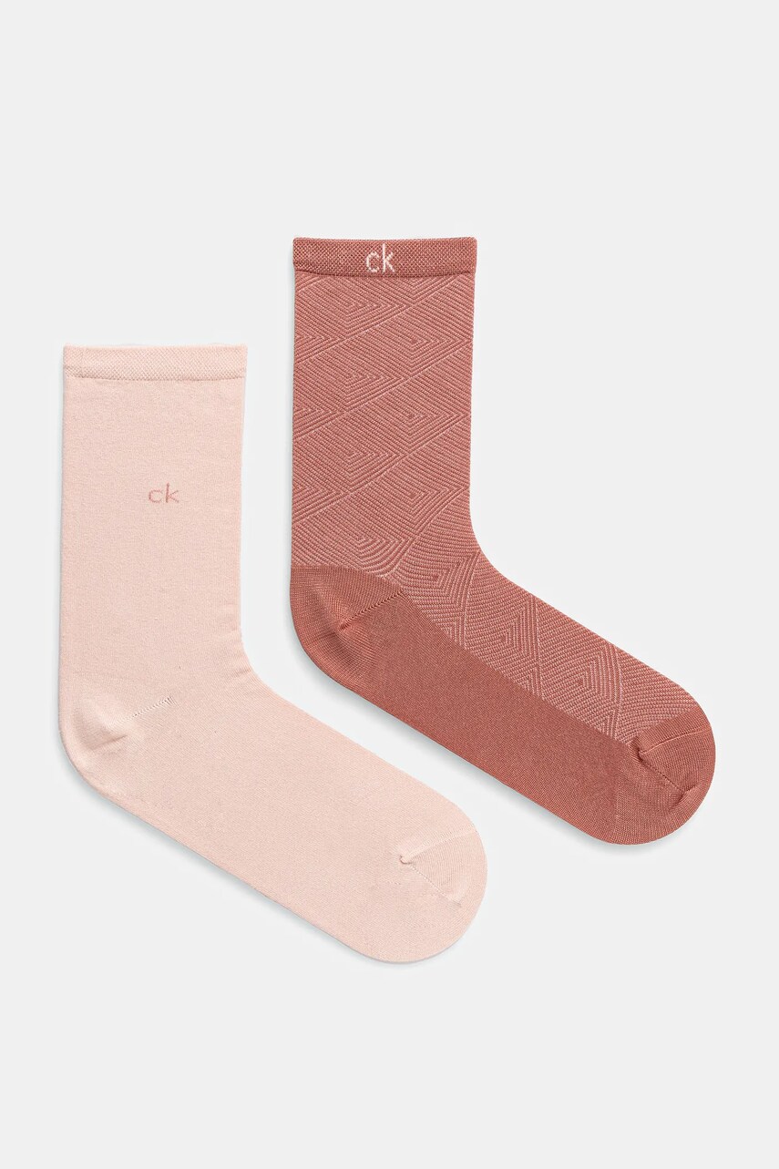 Levně Ponožky Calvin Klein 2-pack dámské, růžová barva, 701231377