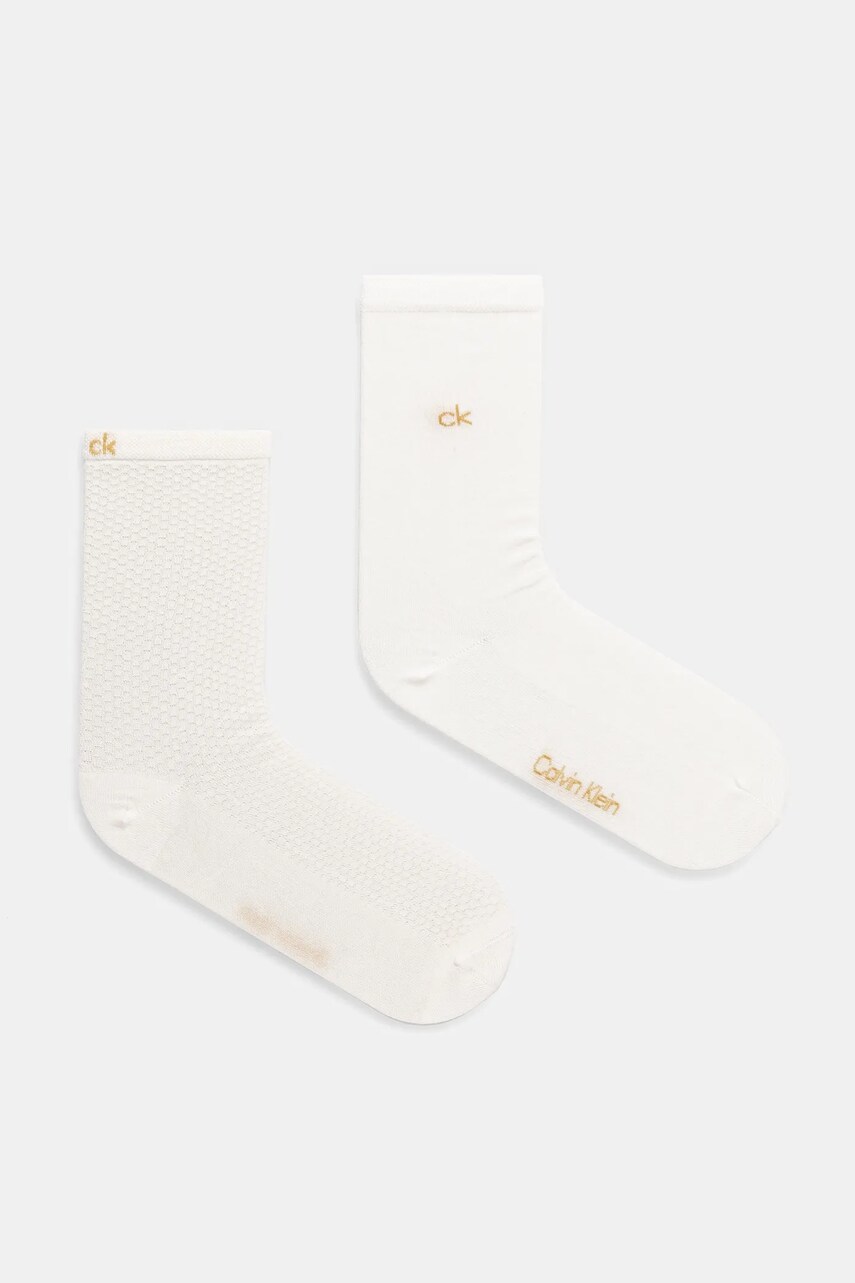 Levně Ponožky Calvin Klein 2-pack dámské, béžová barva, 701232094