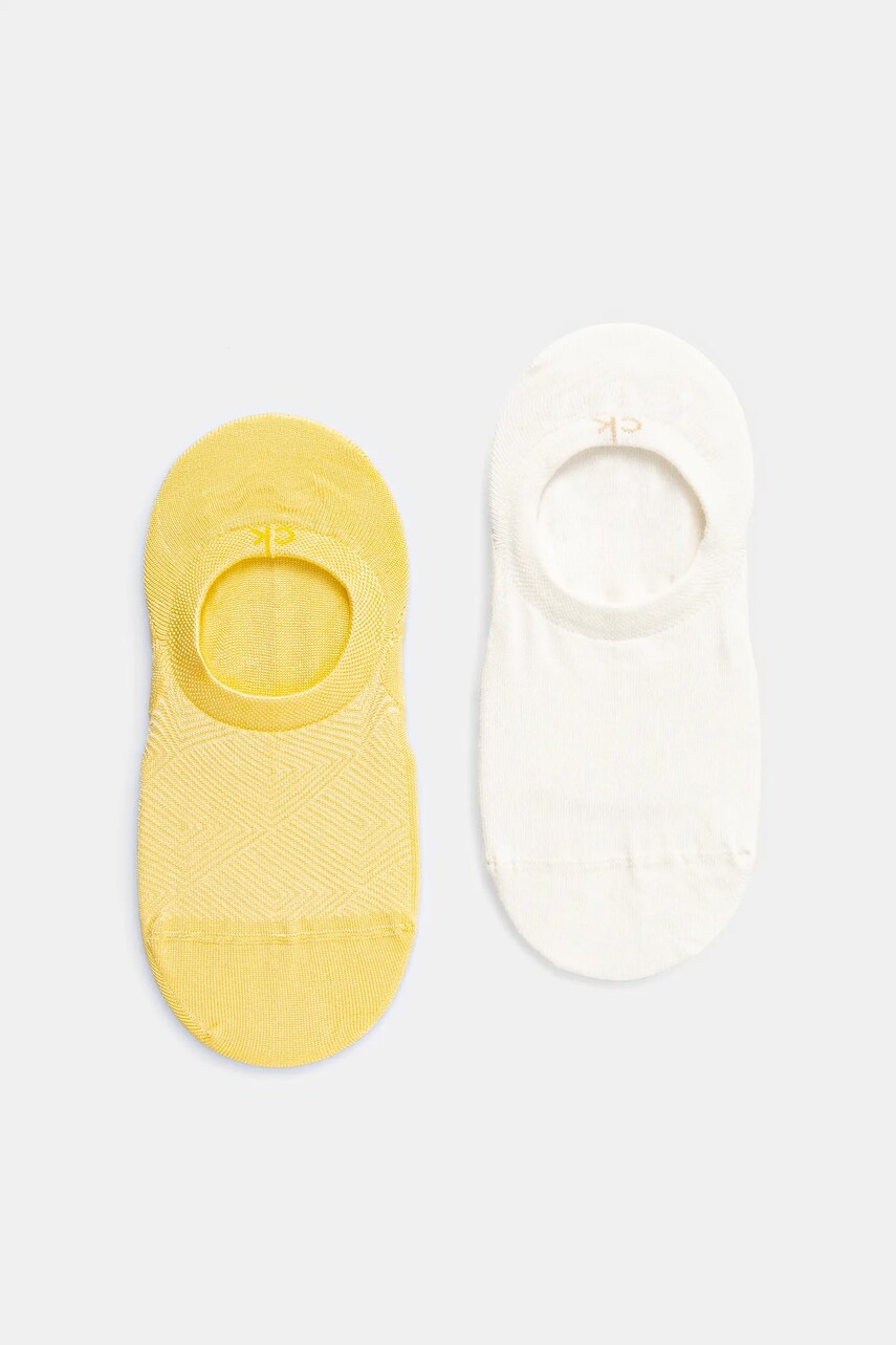 Levně Ponožky Calvin Klein 2-pack dámské, žlutá barva, 701232644