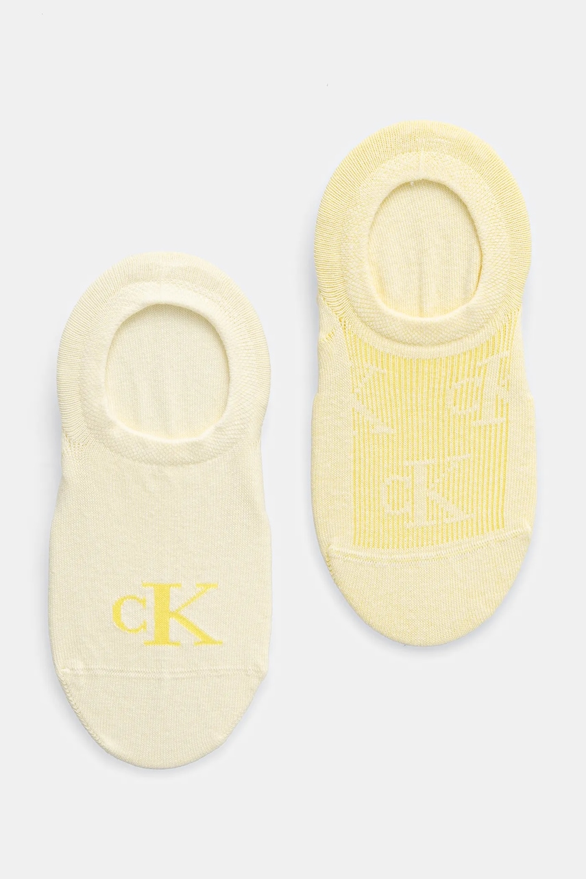 Levně Ponožky Calvin Klein Jeans 2-pack dámské, žlutá barva, 701231402