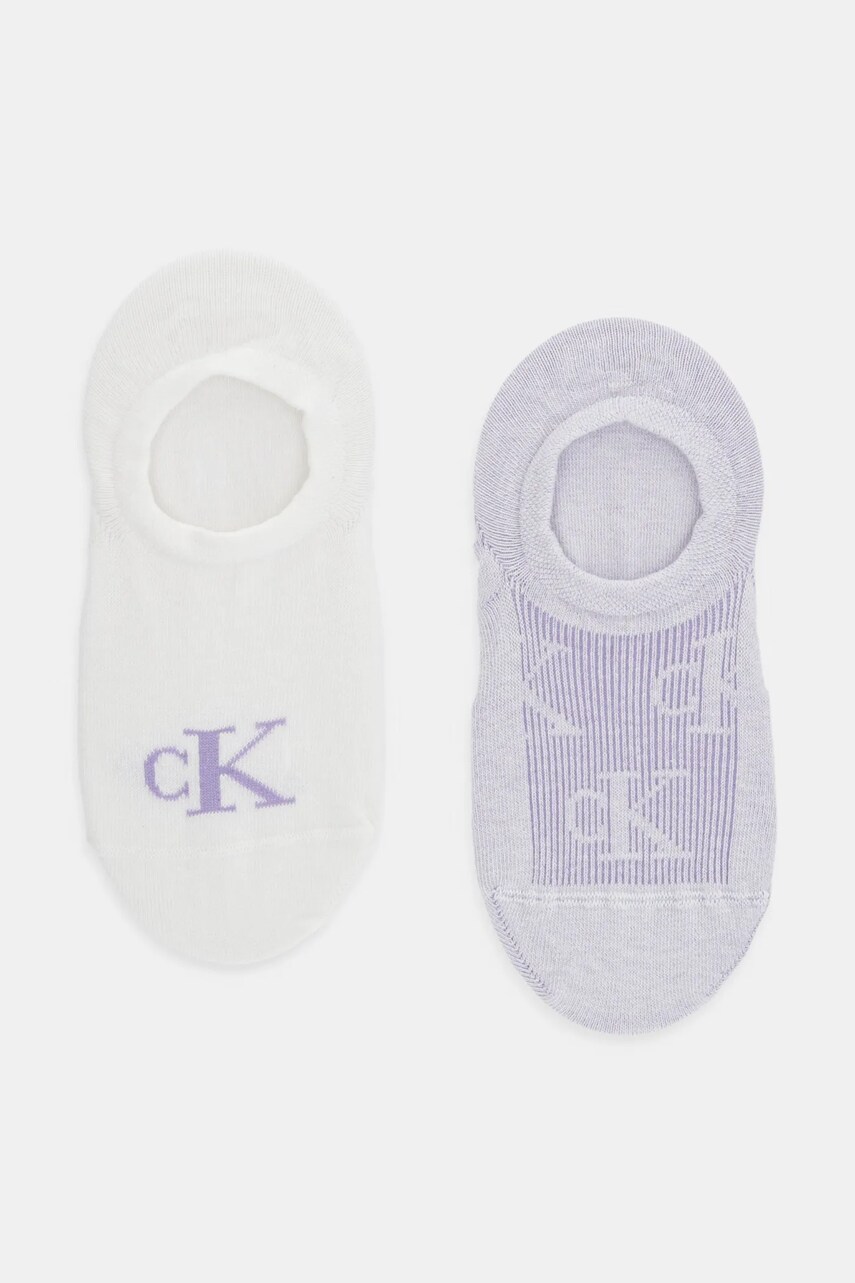 Levně Ponožky Calvin Klein Jeans 2-pack dámské, fialová barva, 701231402