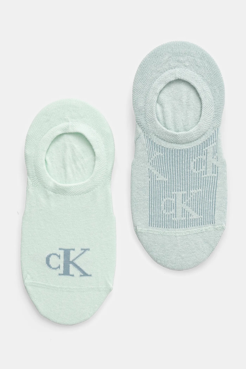 Ponožky Calvin Klein Jeans 2-pack dámské, tyrkysová barva, 701231402