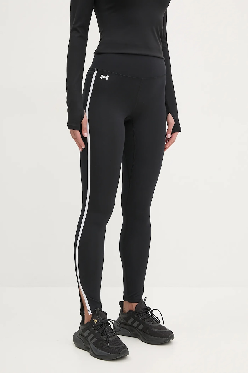 Under Armour leggins de antrenament Motion Piped culoarea negru, cu imprimeu, 1389793