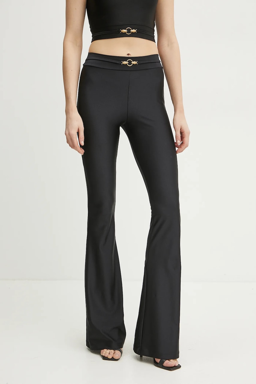 Just Cavalli pantaloni femei, culoarea negru, evazati, high waist, 78PAC101 J0108 Just Cavalli pantaloni femei, culoarea negru, evazati, high waist, 78PAC101 J0108