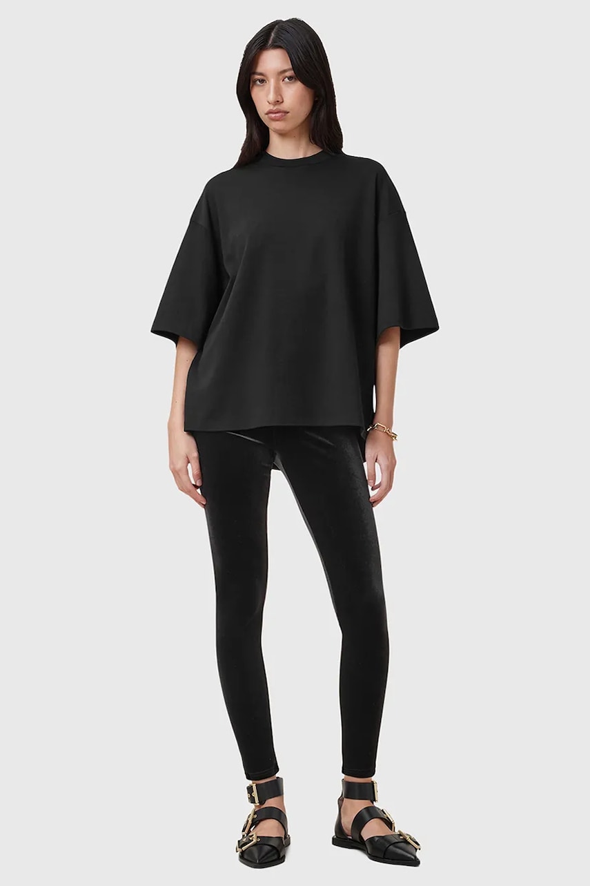 AllSaints colanti CORA femei, culoarea negru, neted, W006TZ AllSaints colanti CORA femei, culoarea negru, neted, W006TZ