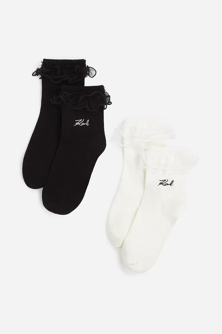 Karl Lagerfeld șosete 2-pack femei, culoarea alb, A2W47006 Karl Lagerfeld șosete 2-pack femei, culoarea alb, A2W47006