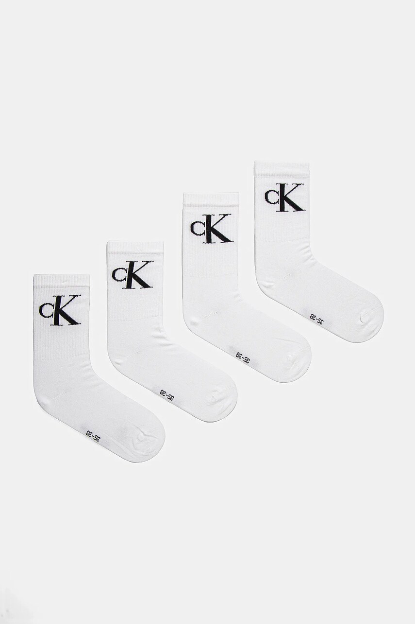 Levně Ponožky Calvin Klein Jeans 4-pack dámské, bílá barva, 701232678