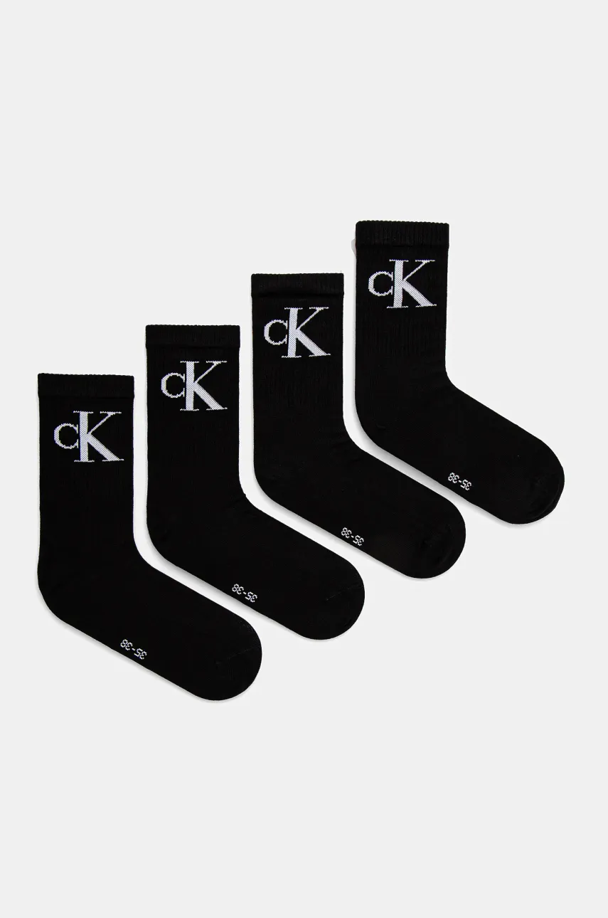Levně Ponožky Calvin Klein Jeans 4-pack dámské, černá barva, 701232678