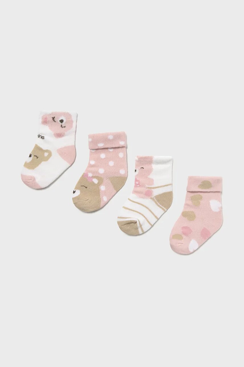 Mayoral Newborn sosete copii 4-pack culoarea roz, 9867