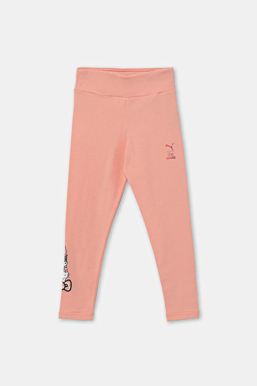Puma leggins copii HELLO KITTY & FRIENDS High Waist Leggings culoarea portocaliu, cu imprimeu, 630064