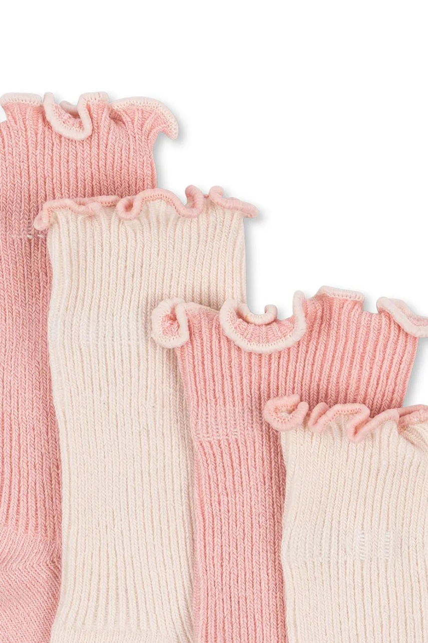 Дитячі шкарпетки Konges Sløjd 2 PACK RIB FRILL SOCKS 2-pack колір рожевий KS103290