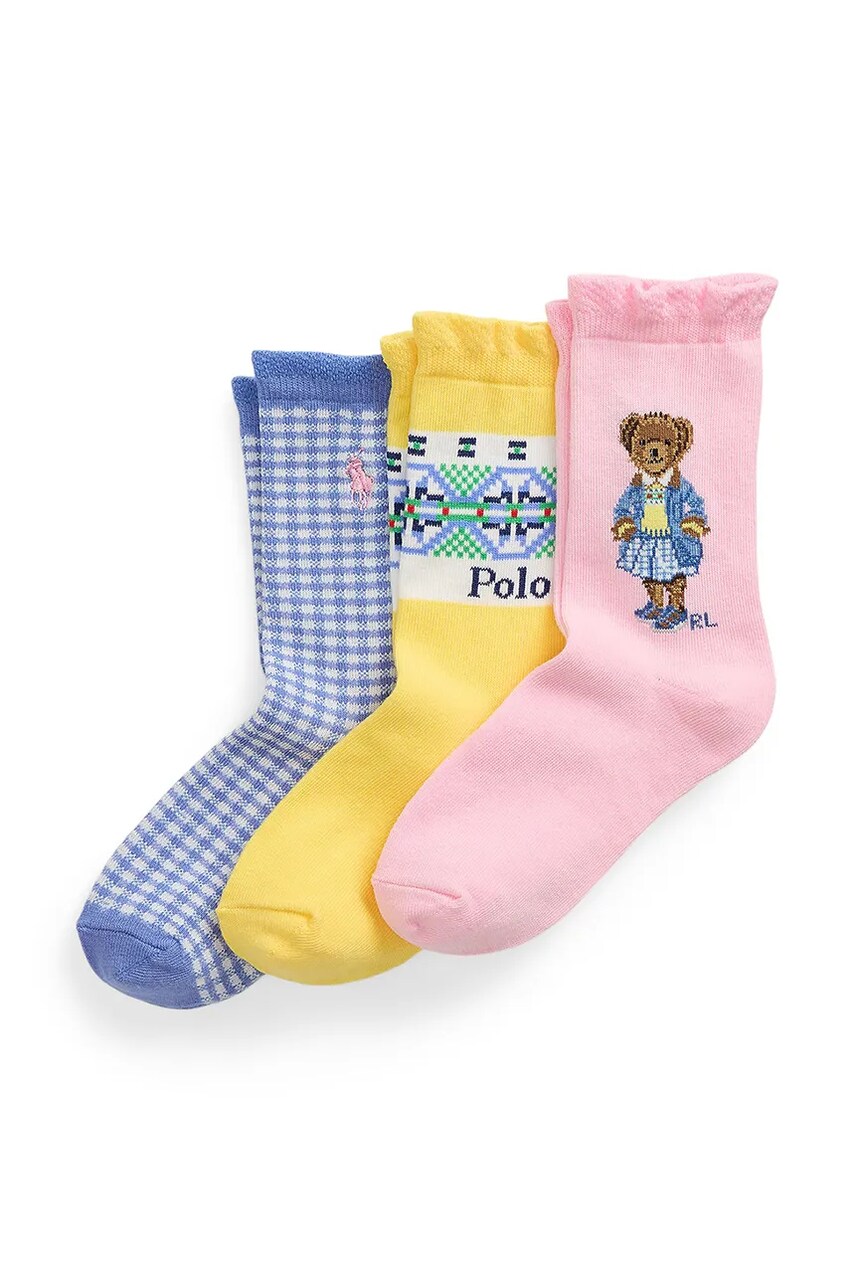 Levně Dětské ponožky Polo Ralph Lauren 3-pack žlutá barva, 447969099001
