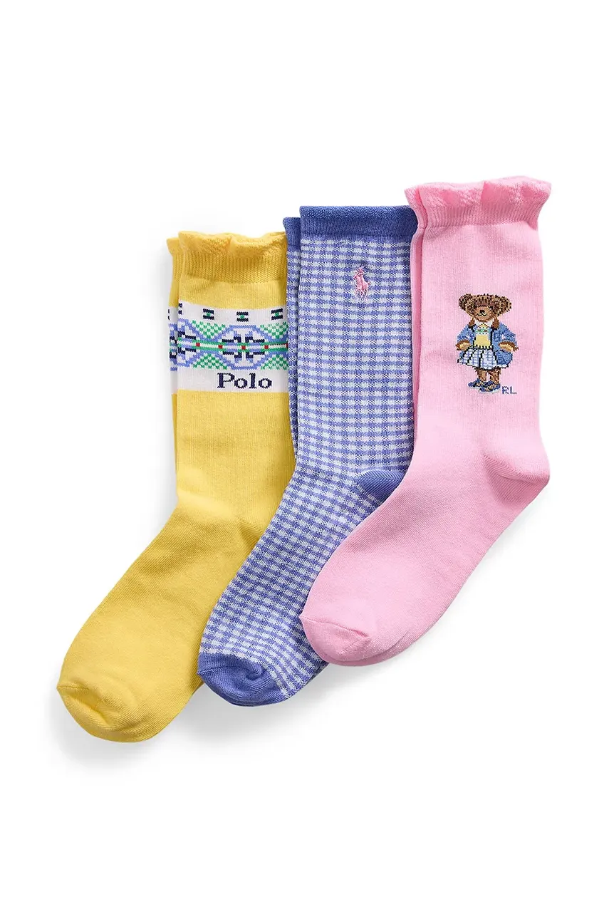 Levně Dětské ponožky Polo Ralph Lauren 3-pack žlutá barva, 448969099001