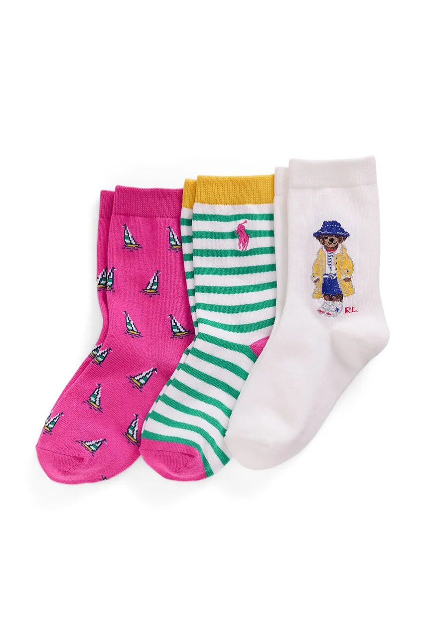 Levně Dětské ponožky Polo Ralph Lauren 3-pack růžová barva, 447969097001