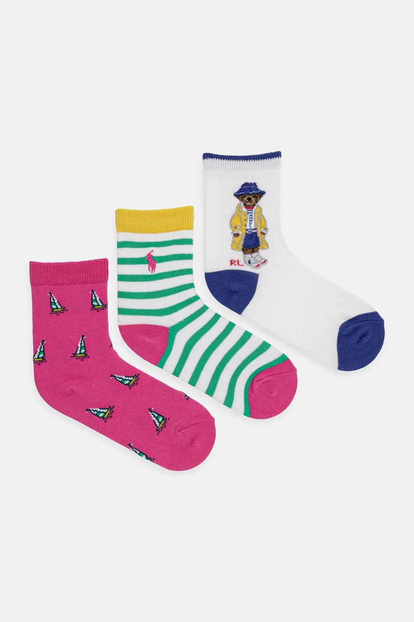 Levně Dětské ponožky Polo Ralph Lauren 3-pack bílá barva, 446969097001