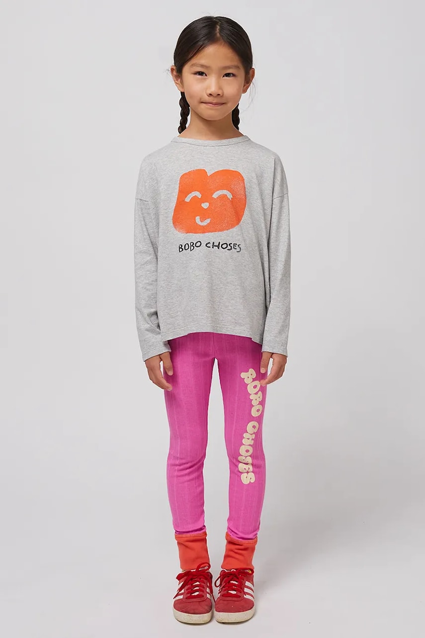 Bobo Choses leggins copii Wavy culoarea roz, neted, 125AC074 Bobo Choses leggins copii Wavy culoarea roz, neted, 125AC074