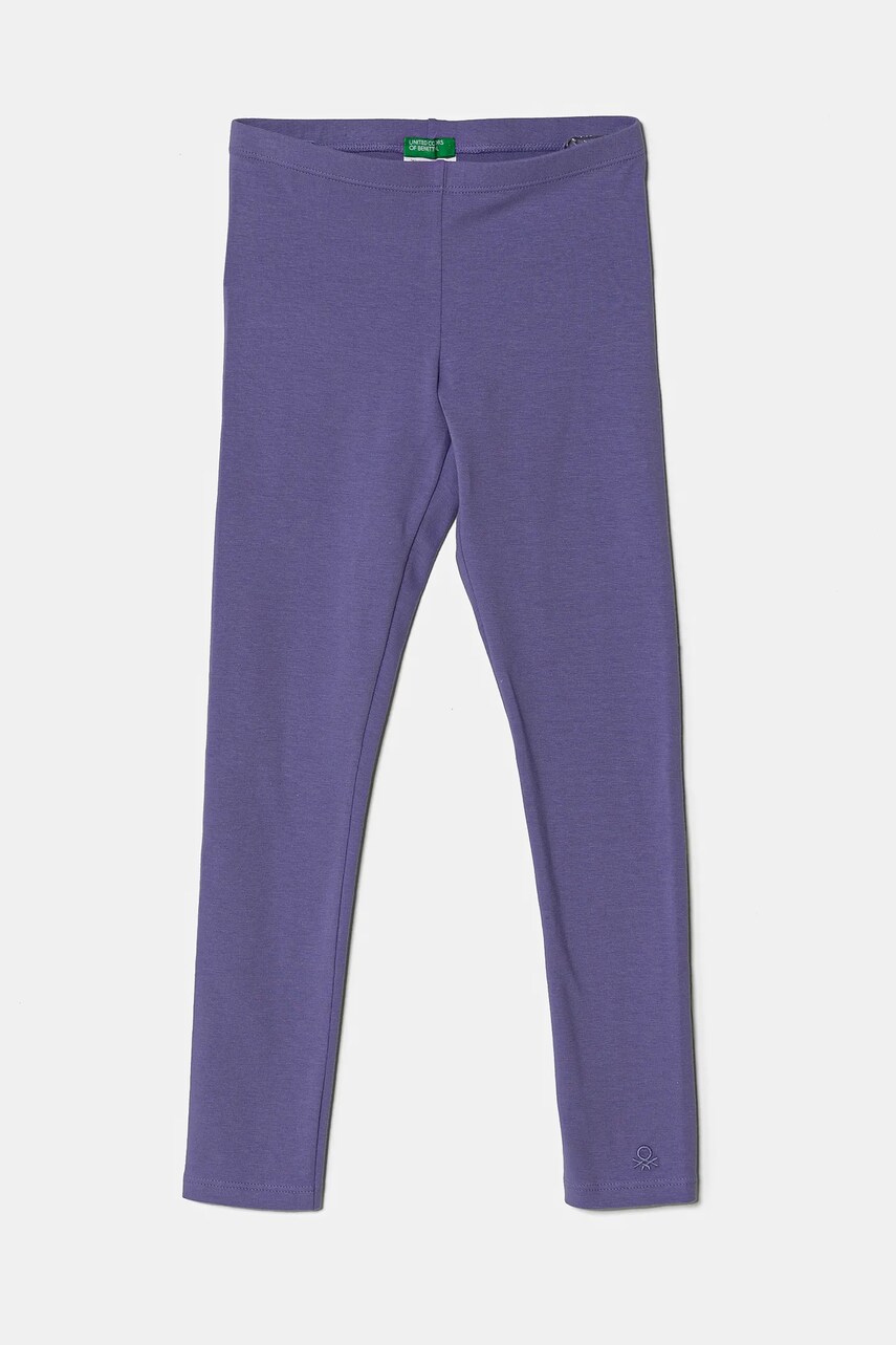 United Colors of Benetton leggins copii culoarea violet, uni, 3MT1CF02G