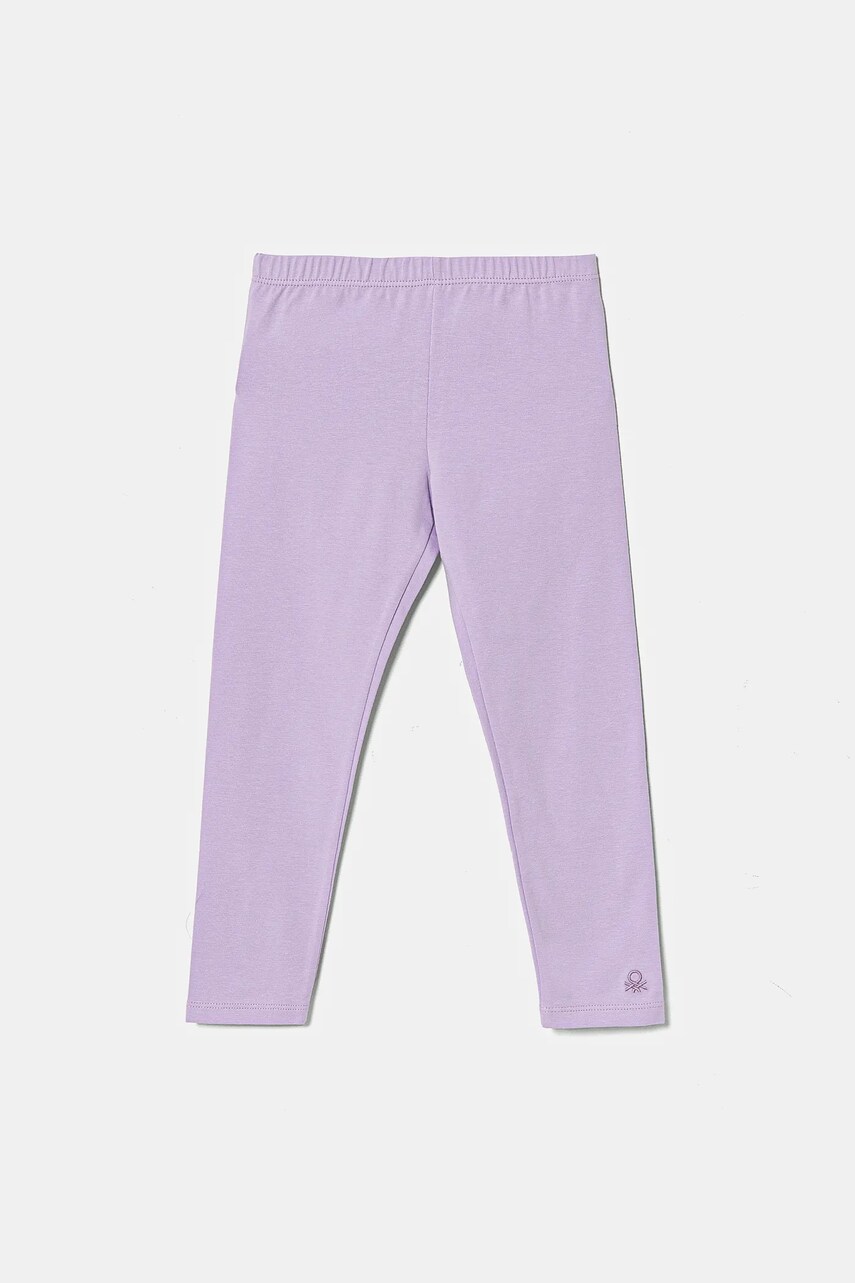 United Colors of Benetton leggins copii culoarea violet, neted, 3MT1GF01L