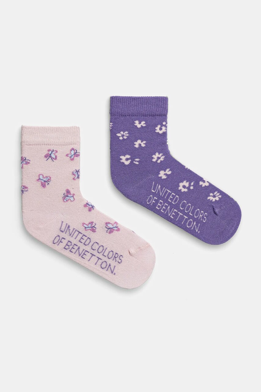 United Colors of Benetton sosete copii 2-pack culoarea violet, 6AO307045