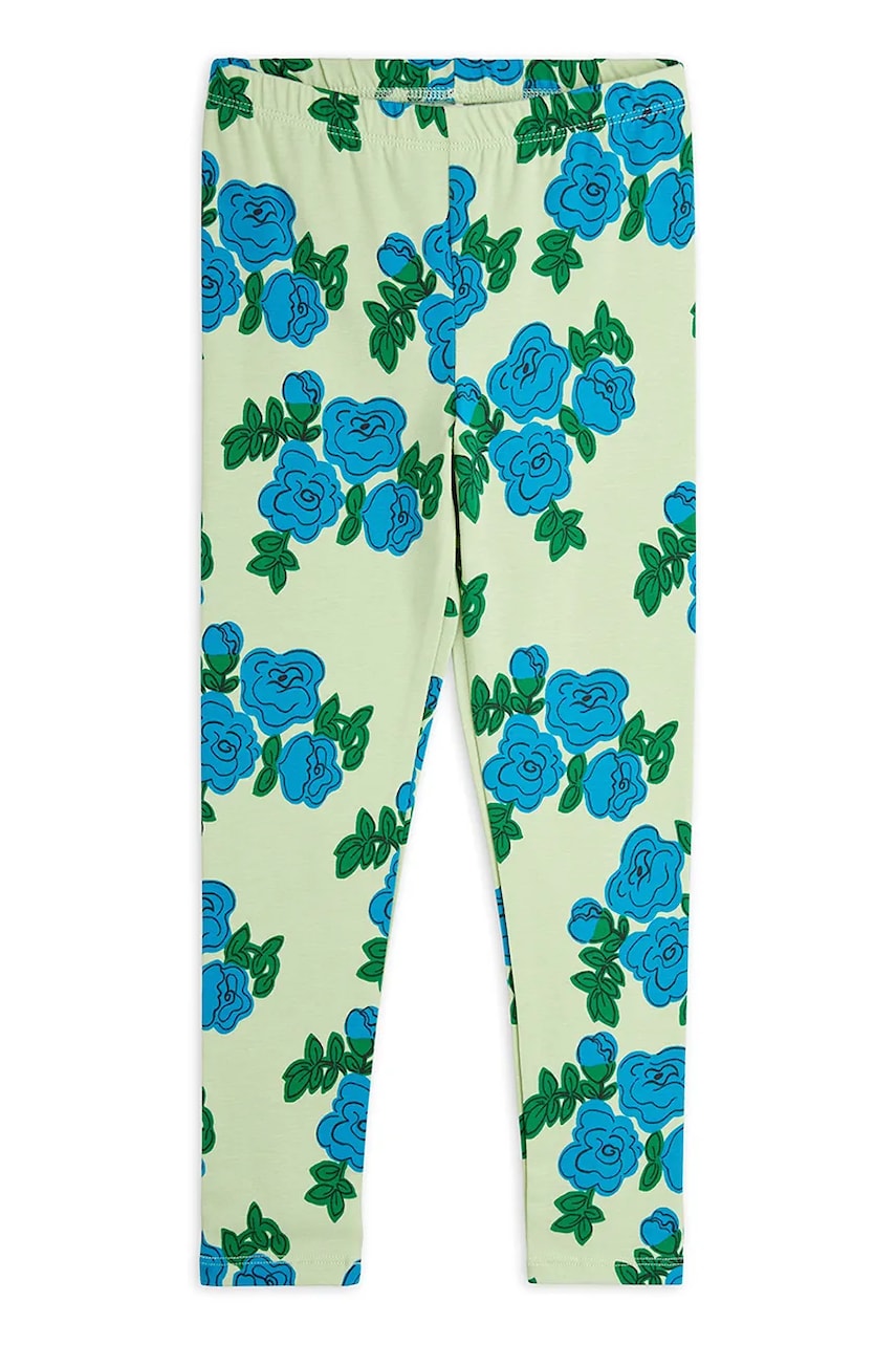 Mini Rodini leggins din bumbac pentru copii Blue roses culoarea verde, modelator, 2523011875 Mini Rodini leggins din bumbac pentru copii Blue roses culoarea verde, modelator, 2523011875