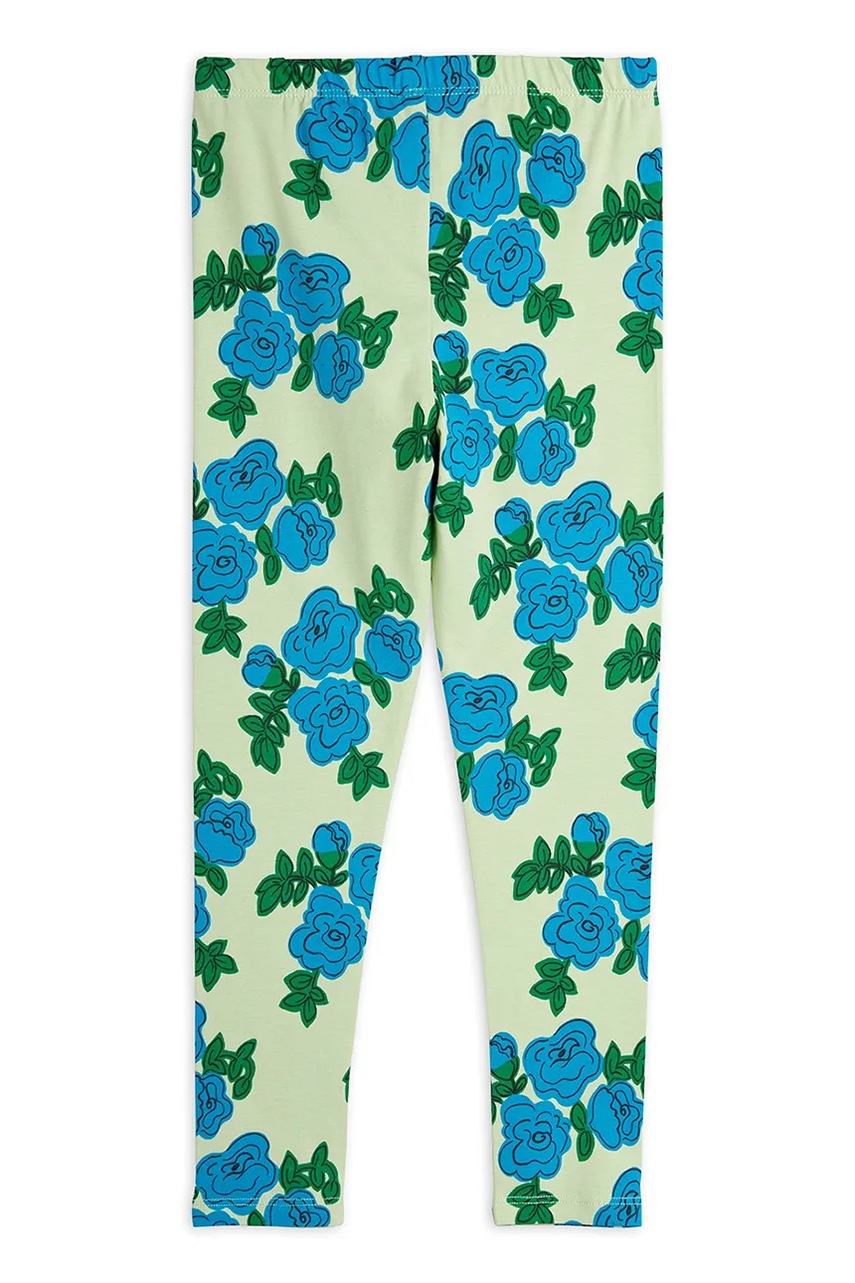 Дитячі бавовняні легінси Mini Rodini Blue roses колір зелений візерунок 2523011875