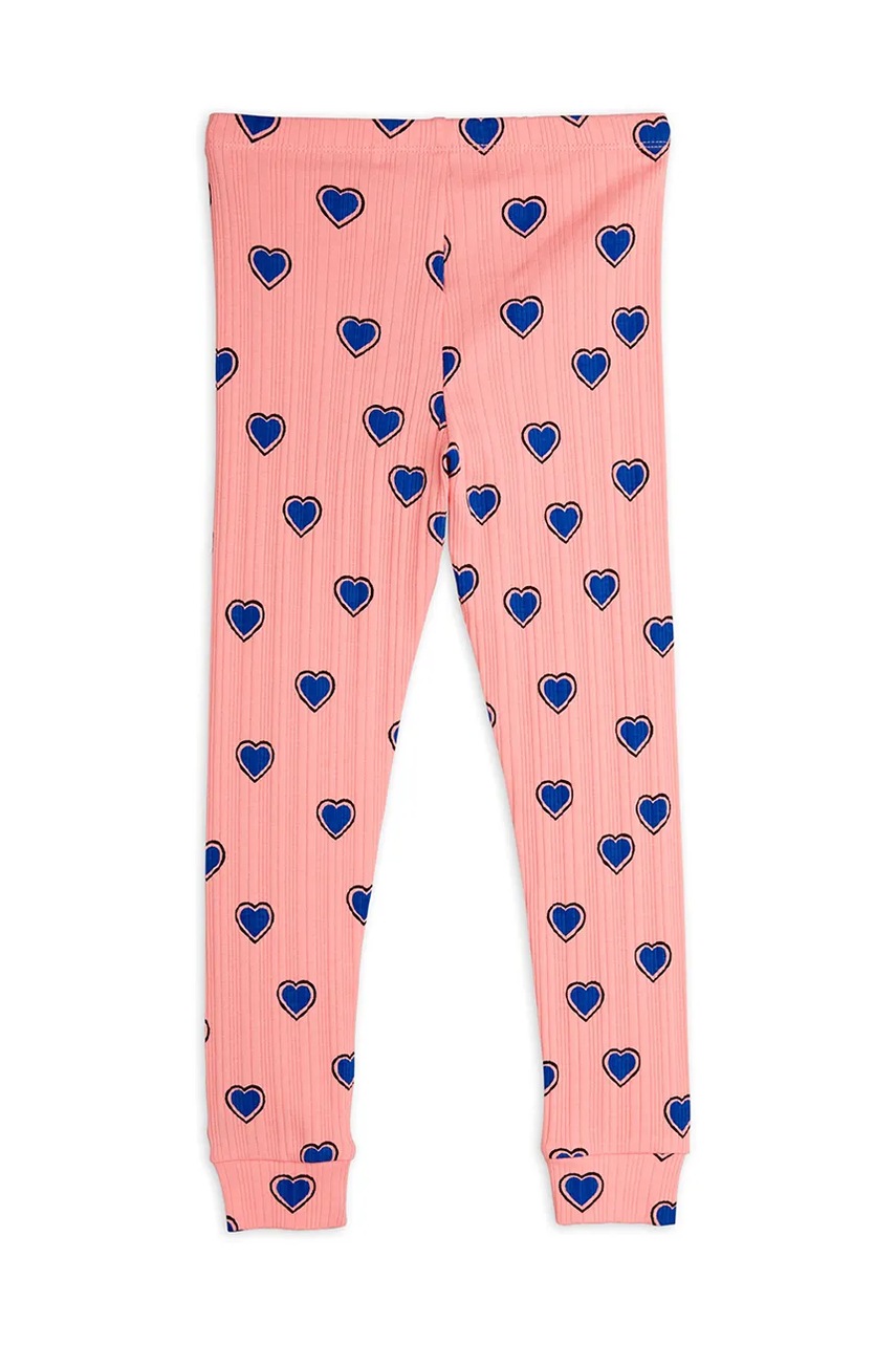 Детские хлопковые леггинсы Mini Rodini Outlined hearts цвет розовый с узором 2523012428 Детские хлопковые леггинсы Mini Rodini Outlined hearts цвет розовый с узором 2523012428