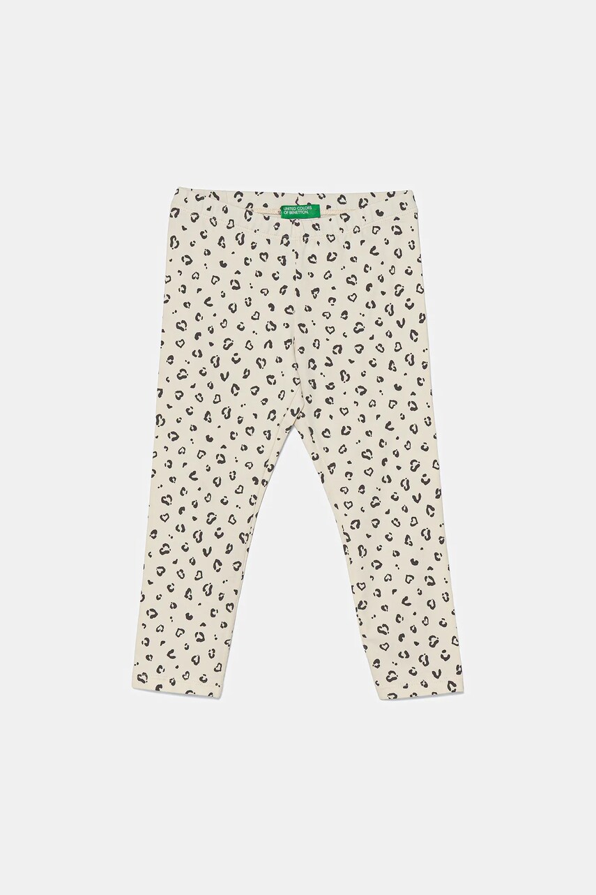 United Colors of Benetton leggins copii culoarea alb, cu imprimeu, 3SDSGF04U