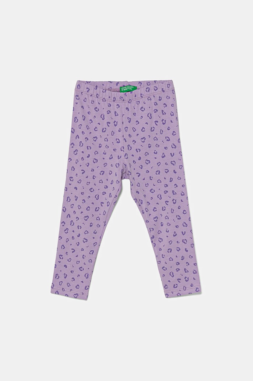 United Colors of Benetton leggins copii culoarea violet, cu imprimeu, 3SDSGF04U