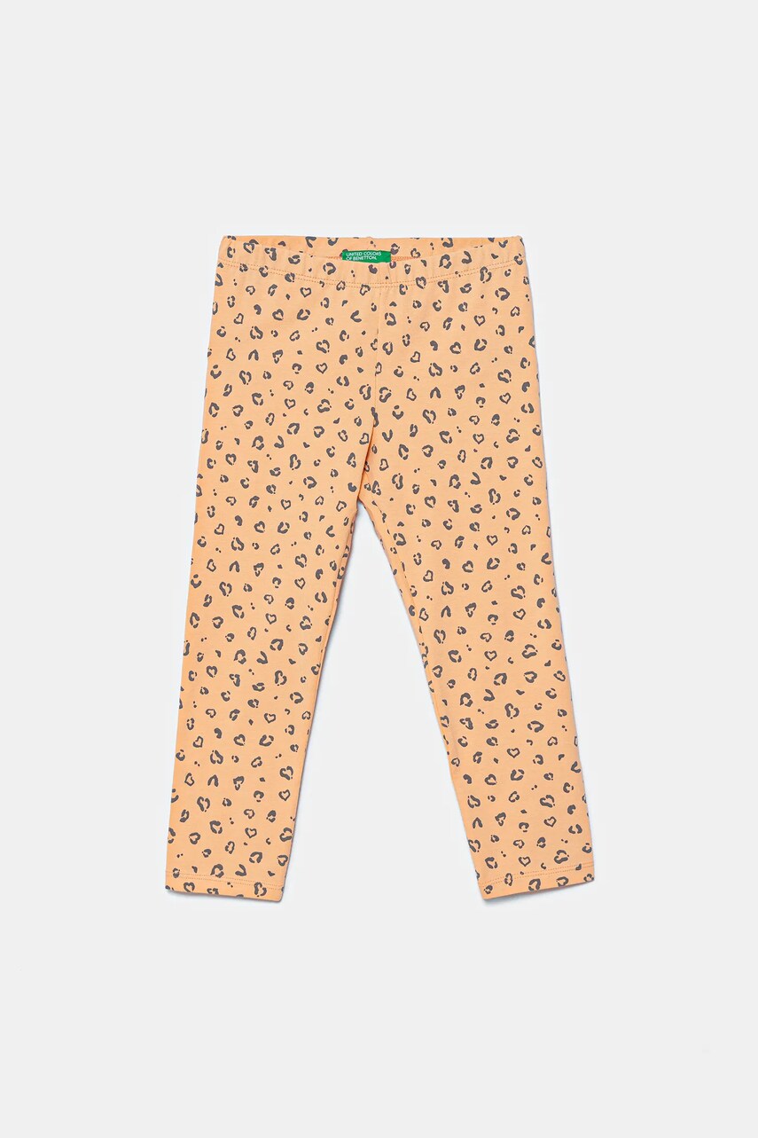 United Colors of Benetton leggins copii culoarea portocaliu, cu imprimeu, 3SDSGF04U