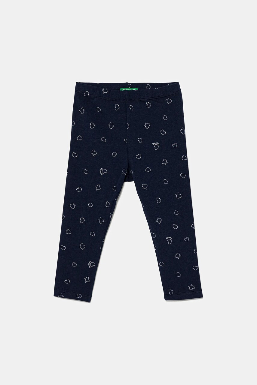 United Colors of Benetton leggins copii culoarea bleumarin, cu imprimeu, 3SDSGF04U