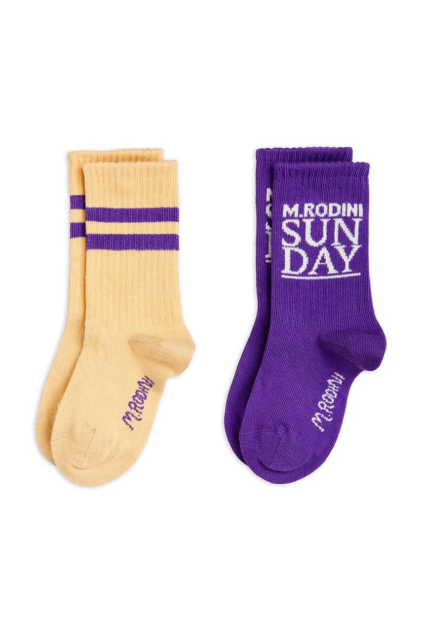 Mini Rodini sosete copii Sunday 2-pack culoarea violet, 2516010400
