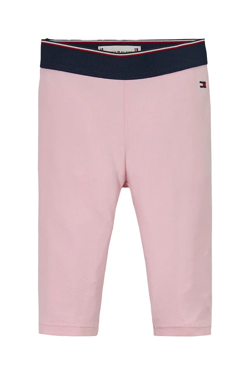 Levně Kojenecké legíny Tommy Hilfiger růžová barva, hladké, KN0KN01955