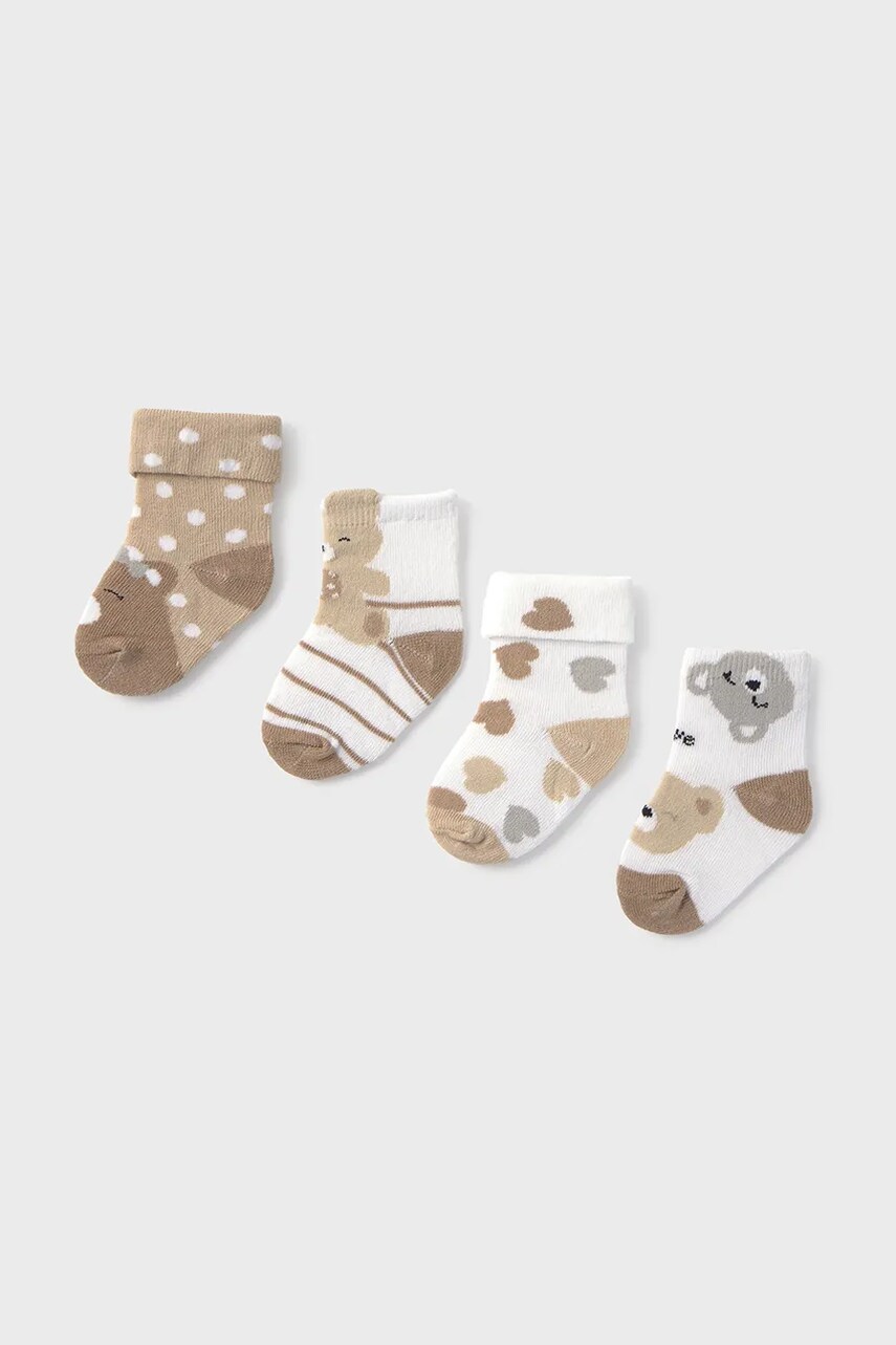 Mayoral Newborn sosete copii 4-pack culoarea maro, 9867