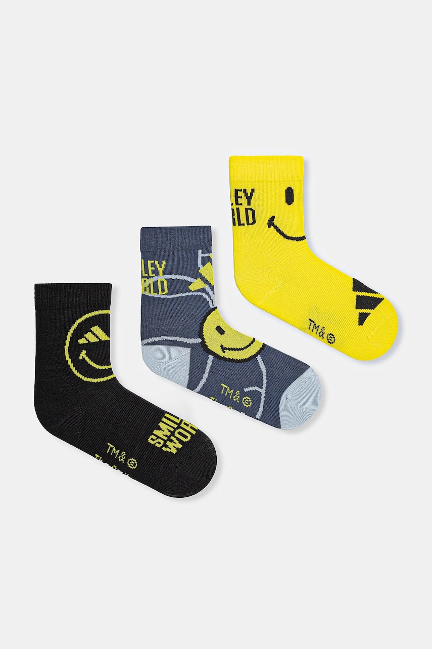 adidas Performance sosete copii SMILEY 3-pack culoarea galben, JG5804 adidas Performance sosete copii SMILEY 3-pack culoarea galben, JG5804
