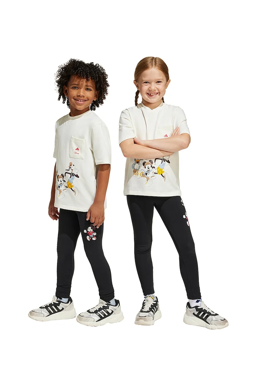 adidas colanți x Disney culoarea negru, cu imprimeu, JF3647 adidas colanți x Disney culoarea negru, cu imprimeu, JF3647