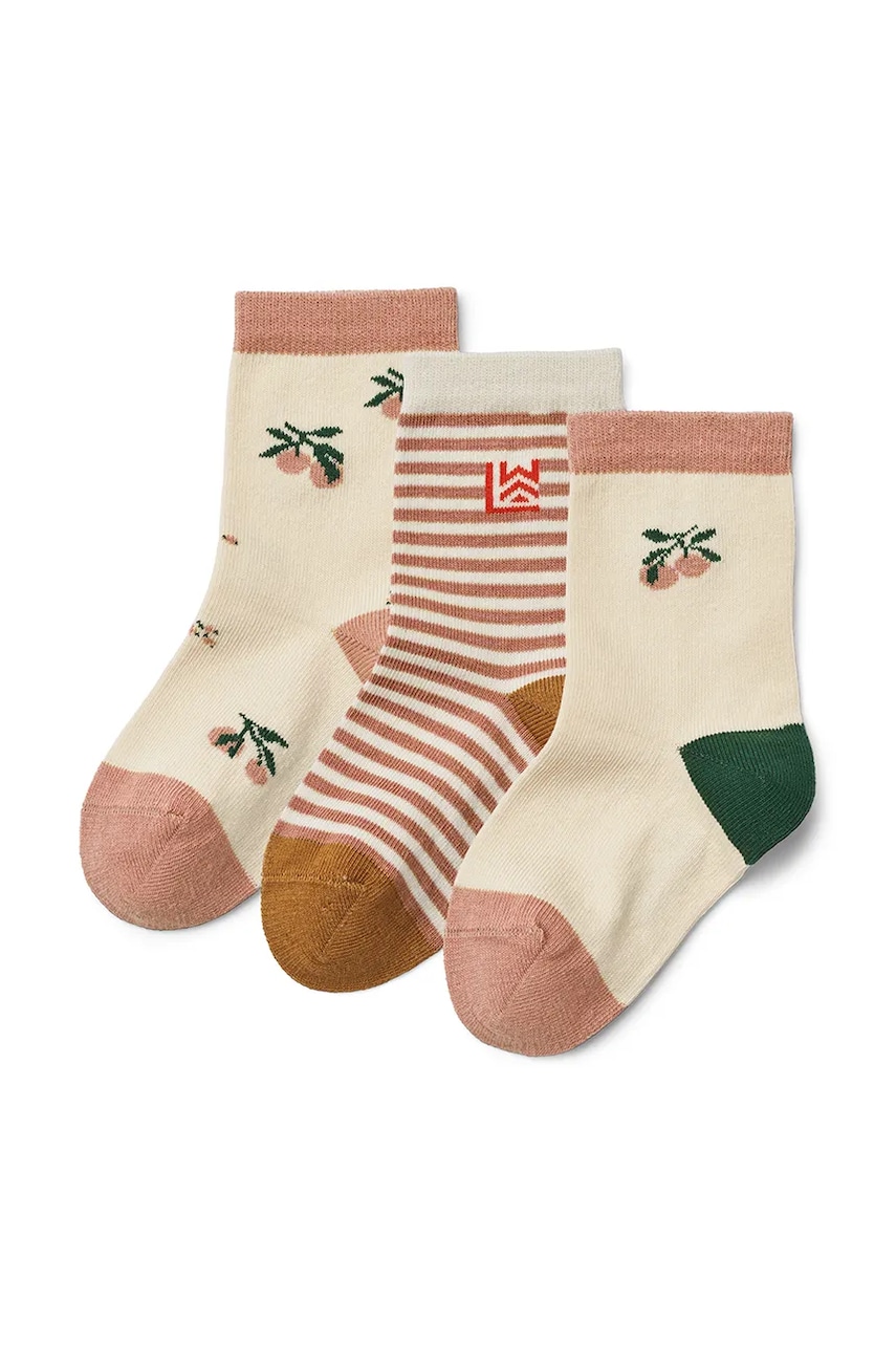 Liewood șosete copii Silas Socks 3-Pack 3-pack culoarea bej, LW20014 Liewood șosete copii Silas Socks 3-Pack 3-pack culoarea bej, LW20014